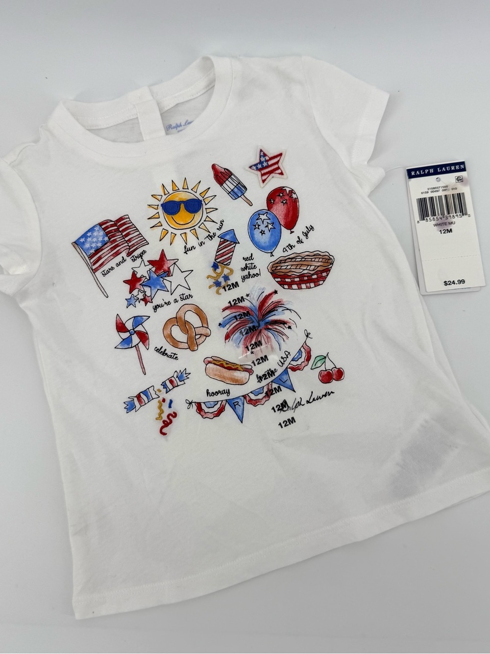 Ralph Lauren White Graphic Patriotic Summer Baby Shirt